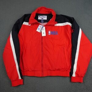 Vintage NBA Jacket Mens Large Red Black NBA Basketball Champion Warmup 90s